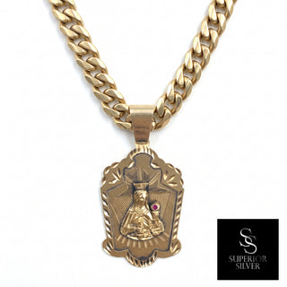 Saint Lazarus 10K Yellow Gold Pendant with Ruby on chain