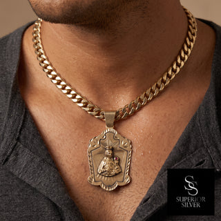 Saint Lazarus 10K Yellow Gold Pendant with Ruby on model