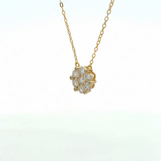 Seven-stone flower cluster moissanite necklace in yellow gold vermeil over sterling silver