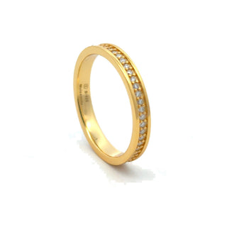Single-Row channel pavé band moissanite ring in yellow gold vermeil over sterling silver