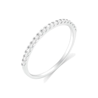 Skinny Stackable Half Eternity Band Moissanite Ring in sterling silver