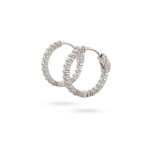 Slim 20mm prong-set moissanite hoop earrings in sterling silver