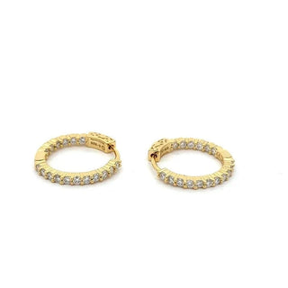 Slim 20mm prong-set moissanite hoop earrings in yellow gold vermeil over sterling silver