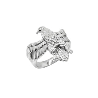 Spread-Wing Eagle Statement Moissanite Ring in sterling silver