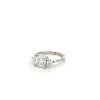 Step-Cut center with trillion sides moissanite ring in sterling silver