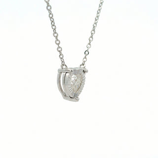 Sunburst heart frame pear stone moissanite necklace in sterling silver, view 2