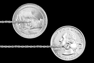 Superior Silver 1.4mm Italian sterling silver rope chain shown next to US quarters for scale