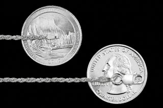 Superior Silver 1.8mm rope anklet in 925 sterling silver, Italian made, lobster clasp