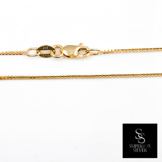 Superior Silver 18-inch 10K yellow gold box link chain with a secure lobster clasp and 417 hallmark stamp.