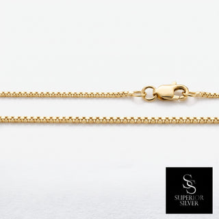 Superior Silver 20-inch 10K yellow gold diamond-cut box link chain with a secure spring ring clasp.