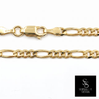 Superior Silver 10K yellow gold 3.3mm figaro link chain with a secure lobster clasp and 417 hallmark stamp.