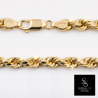 Superior Silver 10K yellow gold rope chain featuring solid twisted links and a secure lobster clasp closure.