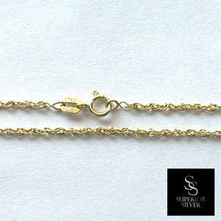 Superior Silver 20-inch 10K yellow gold Singapore link chain with a spring ring clasp and twisted link design.