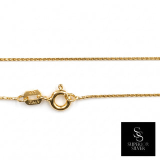 Superior Silver 22-inch 10K yellow gold wheat chain necklace with a spring ring clasp and 417 hallmark