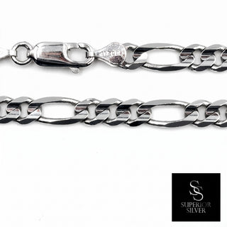 Superior Silver 10K white gold Figaro link chain with a polished finish and secure lobster clasp
