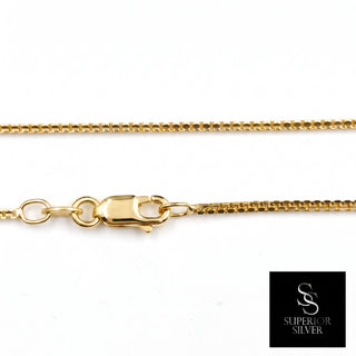 Superior Silver 22-inch 1.0mm solid 10K yellow gold box chain necklace with a secure lobster clasp