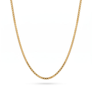 Superior Silver 22-inch box link chain necklace crafted from solid 10K yellow gold with a secure lobster clasp