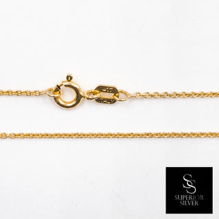 Superior Silver 20-inch 10K yellow gold link chain with a spring ring clasp and 417 hallmark on a white background.