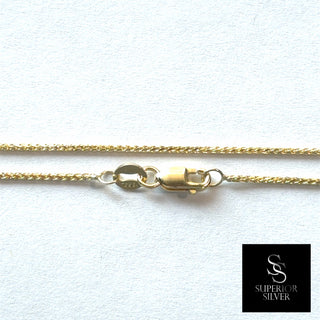 Superior Silver 18-inch 10K yellow gold wheat chain necklace with a secure spring ring clasp and braided weave.