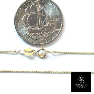Superior Silver 20-inch 10K yellow gold wheat chain featuring a delicate braided weave and a secure spring ring clasp.