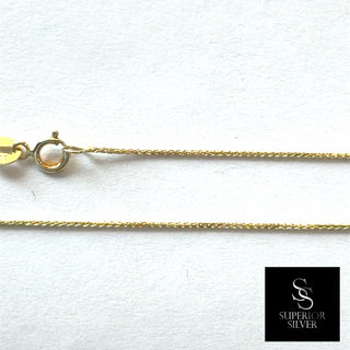 Superior Silver 20-inch 10K yellow gold wheat chain necklace with a delicate 0.8mm braided weave and spring ring clasp