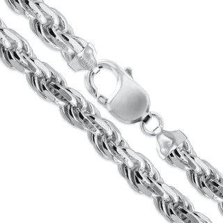 Superior Silver 12mm 925 sterling silver rope chain necklace with a secure lobster clasp closure