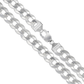 Superior Silver 13.5mm Italian curb chain necklace crafted from polished 925 sterling silver with a lobster clasp.
