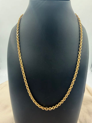 Superior Silver 20-inch solid 14K yellow gold heavy link chain necklace displayed on a black mannequin bust