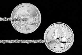 Superior Silver 3.4mm rope anklet in 925 sterling silver, Italian made, lobster clasp