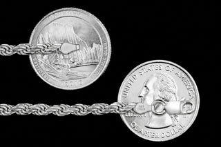 Superior Silver 3.7mm rope anklet in 925 sterling silver, Italian made, lobster clasp