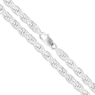 Superior Silver 3.7mm rope chain necklace crafted from polished 925 sterling silver with a secure lobster clasp.