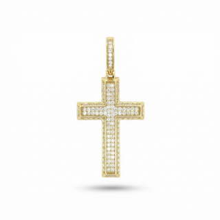 3D Pave Moissanite Cross Pendant | 925 Sterling Silver