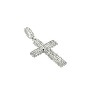 3D Pave Moissanite Cross Pendant | 925 Sterling Silver