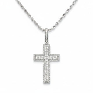 3D Pave Moissanite Cross Pendant | 925 Sterling Silver