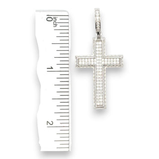 3D Pave Moissanite Cross Pendant | 925 Sterling Silver