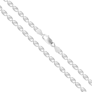 Superior Silver 4mm oval bead chain necklace in polished 925 sterling silver with a secure lobster clasp.