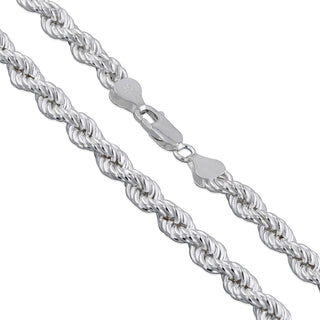 Superior Silver 6mm rope chain necklace crafted from polished 925 sterling silver with a secure lobster clasp.