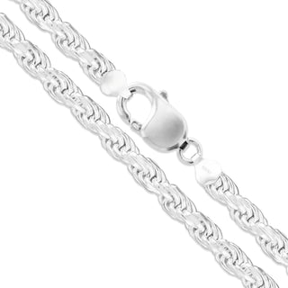 Superior Silver 7.5mm Italian rope chain necklace crafted from polished 925 sterling silver with a lobster clasp.