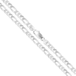 Superior Silver 7mm flat figaro chain necklace crafted from polished 925 sterling silver with a lobster clasp.