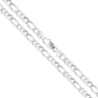 Superior Silver 8mm flat figaro chain necklace crafted in polished 925 sterling silver with a secure lobster clasp.