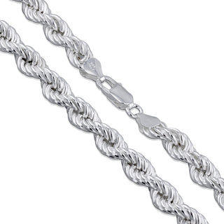 Superior Silver 8mm rope chain necklace crafted from polished 925 sterling silver with a secure lobster clasp
