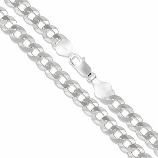 Superior Silver 9.7mm curb chain in 925 sterling silver, Italian made, lobster clasp