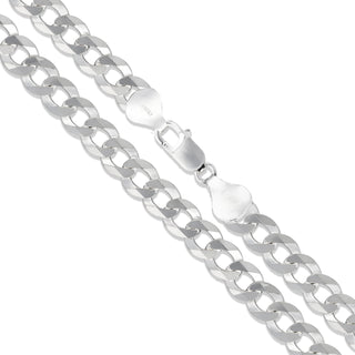 Superior Silver 9.7mm curb chain necklace crafted from polished 925 sterling silver with a secure lobster clasp.