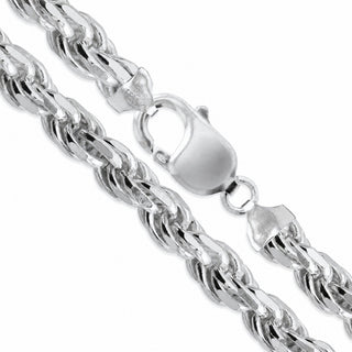 Superior Silver 9.7mm rope anklet in 925 sterling silver, Italian made, lobster clasp