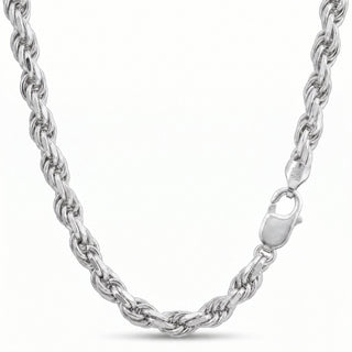 Superior Silver 9.7mm rope anklet in 925 sterling silver, Italian made, lobster clasp