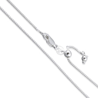 Superior Silver 0.8mm diamond-cut adjustable box chain in 925 sterling silver with a lobster clasp, made in Italy.
