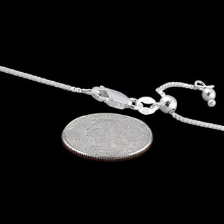 Superior Silver 1mm diamond-cut adjustable box chain in 925 sterling silver with a lobster clasp
