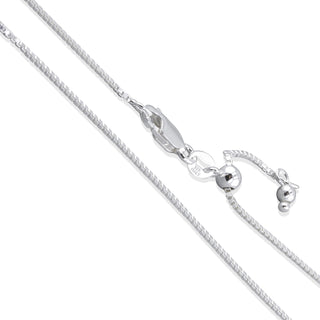 Superior Silver 1mm diamond-cut adjustable box chain in polished 925 sterling silver with a lobster clasp.
