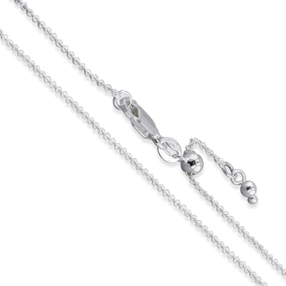 Superior Silver 1.4mm adjustable cable chain necklace crafted in polished 925 sterling silver with a lobster clasp.