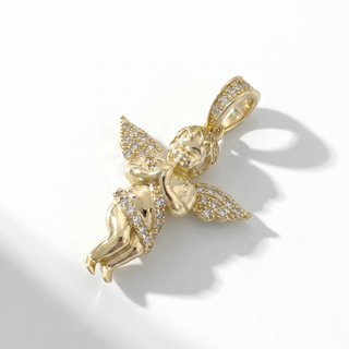 Baby Praying Guardian Angel Pendant VVS Moissanite 925 Sterling Silver or Gold Vermeil